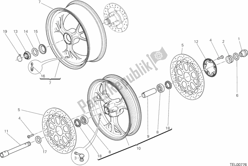 Todas las partes para Ruota Anteriore E Posteriore de Ducati Hypermotard SP 821 2015